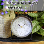 Modern Silvery Table Clock on Stand – Decorative Desk & Shelf Mantel, Farmhouse Non-Ticking, Home Décor for Living Room, Bedroom, Bedside, Office – Elegant Gift (Silvery)