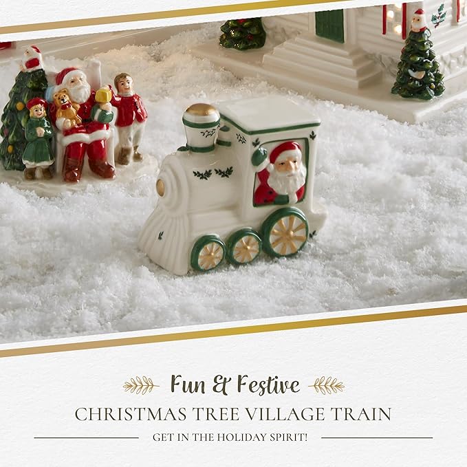 Spode Christmas Tree Miniature Village Figural Decoration, Snowy Christmas Village Set, Décor - Festive Decorations for Indoor Display, Collectible Figurines & Holiday Table Accents (Train)