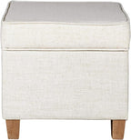 Homepop Home Decor | K7342-F2067 | Classic Square Storage Ottoman with Lift Off Lid | Ottoman with Storage for Living Room & Bedroom, Cream Woven