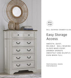 Signature Design by Ashley Blendon Traditional 5-Drawer Chest of Drawers with Safety Stop, White & Dark Brown