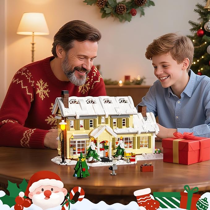 Christmas Holiday House Building Set, DIY Christmas Holiday Snow Village Building Toys, Christmas House Gifts for Kids, Boys, Girls, Family, and Friends（2069pcs）