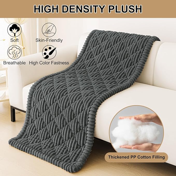 Smiry Pet Couch Cover for Dogs Washable, Non-Slip Fuzzy Couch Covers for 3 Cushion Sofa Pet Friendly, Soft Thick Furniture Protector Sofa Slipcover Mat for Dogs (Dark Grey, 27.6" x 59")