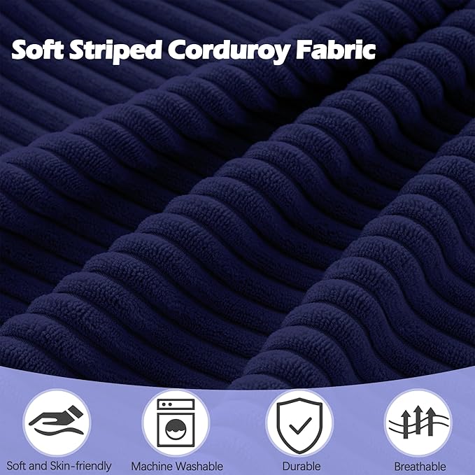 Sqodok Round Stuffed Pouf Ottoman for Foot Stools, 20"x 15" Corduroy Poufs Ottoman with Shredded Foam Filling, Washable Floor Poufs Foot Rest for Living Room Bedroom Home Decor and Office Chair