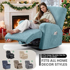 VANSOFY Recliner Chair Covers, 4-Pieces Stretch Recliner Cover Jacquard Soft Reclining Chair Slipcover Furniture Protector with Elastic Bottom for Lazy Boy Recliner(Light Blue)