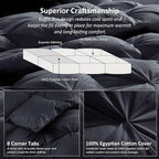 Luxurious All-Season Goose Down Feather Fiber Comforter California King Size Duvet Insert, Exquisite Pinch Pleat Design, Premium Baffle Box, 100% Egyptian Cotton Cover, 80 oz. Fill Weight, Black