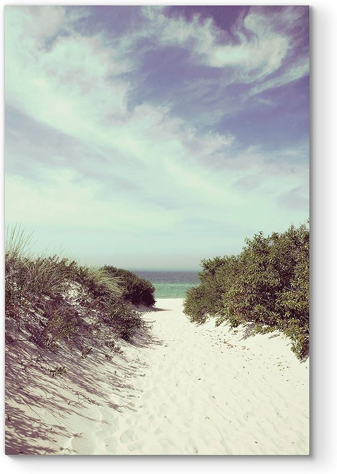 Renditions Gallery Canvas Wall Art Nature Modern Paintings Decorations Sandy Cloudy Beach Romantic Glam Wall Hanging Artwork Prints for Bedroom Living Room Office Kitchen - 18"x27" LT06