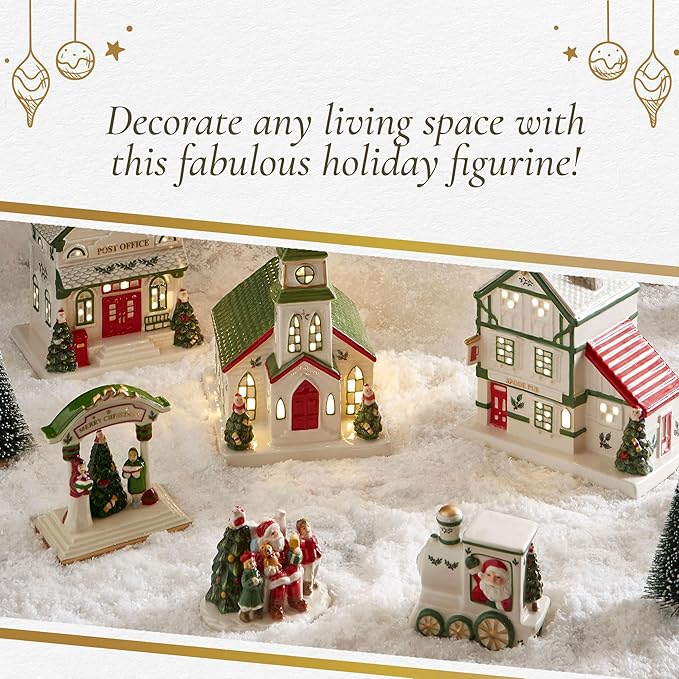 Spode Christmas Tree Miniature Village Figural Decoration, Snowy Christmas Village Set, Décor - Festive Decorations for Indoor Display, Collectible Figurines & Holiday Table Accents (Train)