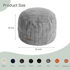 HIGOGOGO Pouf Ottoman Stuffed Round Modern Foam Filled Foot Rest Poufs for Living Room Chair Decorative 26 X 18 Inches Boho Relax Stool for Wedding Christmas Party, Light Grey