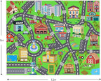Kids Room Rug - Soft & Non-Slip 9x12 Ft Town Car Rug City Map Play Mat, Childrens Road Catpet Washable Rug for Classroom Nursery Bedroom Boys