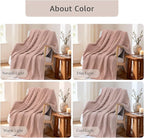 WRENSONGE Striped Throw Blanket, Pink Soft Cozy Fluffy Warm Hand Made Throw Blankets for Couch, Sofa, Chair, Bed, Camping, Picnic, Travel Lightweight Bed Blanket - 50"*60"