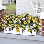 HyeFlora Artificial Flowers for Outdoors 2PCS Spring Faux Morning Glory Look Real Silk Flowers for Outside Planter UV Resistant Fake Flowers for Home Garden Balcony Yard Porch Deco (Yellow)