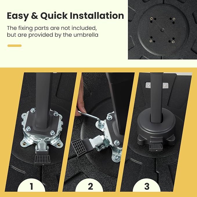 Giantex Cantilever Umbrella Base with Wheels, 243 lbs Water Filled Umbrella Stand for Offset Patio Umbrella, 33.5 inch Heavy Duty Square Offset Umbrella Holder for Deck Garden Poolside