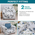 KRFOONN 2 Piece Couch Chair Cover Printed Sofa Covers Couch Covers Stretch Armchair Sofa Couch Slipcovers Furniture Protector with Elastic Bottom for Living Room (Armchair, 51)