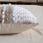 Boho Throw Pillow Covers 18x18 Set of 2 Farmhouse Decorative Couch Pillow Covers Neutral Accent Throw Pillows Covers Striped Outdoor Cushion Covers Square Textured Chenille Pillow Cases for Sofa Bed