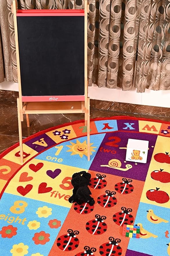 Furnish my Place 740 ABC with Numbers ABC Area Rug for Kids | Educational Alphabet Letter & Numbers | Nurseries Kindergarten | Play Area | Multicolor (7'10" Round)