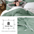 Bedsure Sage Green Duvet Cover Queen Size - 3 Pieces Prewashed Cotton-Like Polyester Extra Soft Bedding Set, Includes 1 Duvet Cover 90x90 Inches with Zipper Closure & 2 Pillow Shams, No Comforter