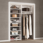 Modular Closet Organizer, White 64" Wide Wardrobe Tower Storage System for Walk In Closets