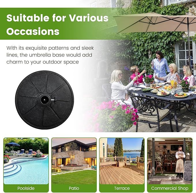 Tangkula Umbrella Base, 31 lbs Capacity Heavy-Duty Patio Outdoor Round Umbrella Stand for 9 ft Umbrella, Fit for 1.5-1.9 inches Table Market Offset Pool Umbrella, Weighted Umbrella Base