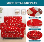 KRFOONN 2 Piece Chair Covers Printed Sofa Covers Couch Covers Washable Armchair Sofa Couch Slipcover Furniture Protector with Elastic Bottom for Living Room (Armchair, Christmas 01), Small
