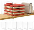 HBlife 6 Pack Closet Organizers and Storage, Clear Shelf Dividers, Vertical Purse Organizer for Closet Perfect for Sweater, Shirts, Handbags in Bedroom and Kitchen, Acrylic Bookshelf for Organization