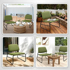 DAICO Modern Accent Chair Armless Sling Accent Chairs Comfy Upholstered Side Sitting Chairs with Metal Frame for Living Room Bedroom Balcony Garden, Linen, Green