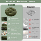 Washable Floor Pillow Cushion for Adults, Meditation Cushion Pillow, Large Round Floor Sitting, Removable Tufted Corduroy Cover, for Tatami Living Room or Yoga, 22x22 Inch, 2Pack, Machine Washable