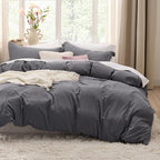 Bedsure Dark Grey Duvet Cover King Size Only - Prewashed Cotton-Like Polyester Extra Soft All Season Bedding, Includes 1 Duvet Cover 104x90 Inches with Zipper Closure, Comforter Not Included