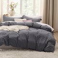 Bedsure Dark Grey California King Duvet Cover - Prewashed Cotton-Like Extra Soft Bedding Set, Includes 1 Cal King Duvet Cover 104x98 Inches with Zipper Closure & 2 Pillow Shams, Comforter Not Included