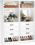 Unikito 50” Freestanding Closet System with 6 Drawers, 4FT Closet Organizer Wardrobe with Storage Shelves and Mirror, Sturdy Wood Walk-in Closet Systems for Bedroom, Max Load 1000 LBS, White