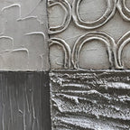 Alenoss 100% Handmade Abstract Metal Paintings Canvas Wall Art Unique Thick Texture Rough Surface Modern Oil Painting 48x24 Inches Imitation Old Handicrafts Grey Artwork