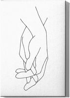 Holding Hands Wrapped Canvas Wall Art Interlocking Fingers Connection 24x36 Inch Gallery Stretched Modern Aesthetic Home Art Decor