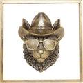 Newinhome Animal Heads Wall Decor (Includes Metal Frame) Resin Animals Sculptures Head Wall Hanging Decoration Gold vintage Wall Sculpture for Living Room Bedroom Office(Bobcat)