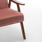 Accent Chair with Microfiber Upholstery and Solid Wood Frame, Classic Mid-Century Modern Living Room Furniture for Extra Seating, Rose