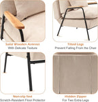 MCombo Accent Recliner Chair with Ottoman, Modern Fabric Armchair, Upholstered Sofa Bed for Living Room Bedroom, Small Space 4055 (Black Frame, Beige)