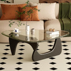 Coffee Table for Living Room Mid Century Modern Center Table with Glass Top, Black Transparent