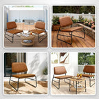 DAICO Modern Accent Chair Waterproof Armless Sling Accent Chairs Comfy Upholstered Side Sitting Chairs with Metal Frame for Living Room Bedroom Balcony Garden, Faux Leather, Camel