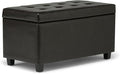 SIMPLIHOME Cosmopolitan Storage Ottoman - 34 inch Wide Upholstered Vegan Leather Rectangle Storage Ottoman Bench in Tanners Brown, Transitional Tufted Ottoman for Living Room with Lift-Up Lid