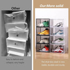 Attelite Shoe Box, Upgraded Large Clear Shoe Storage Box Stackable, 8 Pack Thicken Plastic Shoe Containers, Drop Front Large Magnetic Door,Shoe Storage Organizer for Display Sneakers