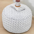 Round Pouf Ottoman Stuffed Floor Foot Stool Floor Pouf Chair for Living Room Bedroom One Piece High Resiliency Foam Ottoman Foot Rest for Couch 20 Diameter x12 Inch Height Gray White Pouf with Filler