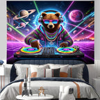 NYZE Brown Bear Tapestry for Bedroom, Music Wall Tapestry, Party Decor Glow in the Dark Room Decor Tapestries, Cool Galaxy Planet Wall Hanging, Wall Hanging for Room Dorm 59in×51in