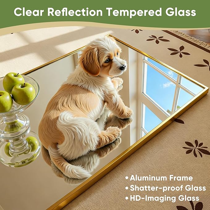 Full Length Mirror, 72"x32" Full Body Mirror, Oversized Floor Mirrors, Leaning Free Standing Mirrors, Hanging Mounted Large Mirrors for Bedroom Dressing Room, Cloakroom, Gold