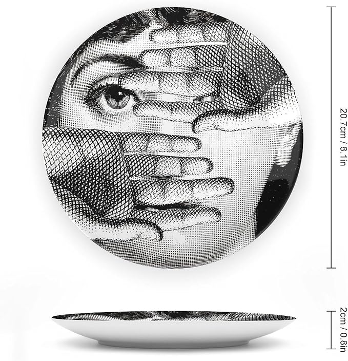 Lina Cavalieri Plate, Wall Decorative Plate, Mysterious Face Plate Wall Hanging Decoration,Including Bracket and Special Spring Hook, 8inch, Style4