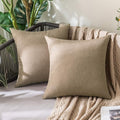 MIULEE Pack of 2 Decorative Outdoor Solid Waterproof Throw Pillow Covers Euro Sham Faux Linen Garden Farmhouse Cushion Cases for Patio Tent Balcony Couch Sofa 26x26 Inch Khaki