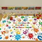 Colorful Kids Rug, Washable Handprints Area Rug for Kids Bedroom, Non-Slip Play Mat Ultra Soft Thick Indoor Plush Rug for Playroom Classroom Nursery Decor (9'2" X 6'7")