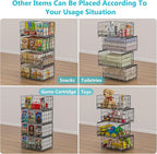 4-Tier Sliding Closet Organizers and Storage Shelves, Stackable Closet Shelf Organizer Basket Bins, Drawer Shelf Storage Container for Wardrobe Cupboard Kitchen Bathroom Office, Black