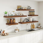 Heimlove Walnut Bathroom Shelf Floating Shelves for Over Toilet Long Wall Mounted Modern Farmhouse,48 x 12 with Invisible Brackets for Living Room, Kitchen, Bedroom