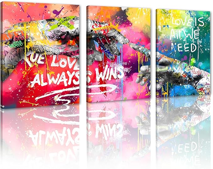 Novatique Banksy Wall Art Street Wall Decor Hand of God Graffiti Wall Art Teenagers Street Art Banksy Print Painting Decor for Living Room Bedroom,12”x 16”x3Pcs