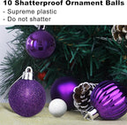Purple 3.2" Large Christmas Balls - Christmas Tree Decoration Ornaments Shatterproof Hanging Balls for Birthday Halloween Holiday Wedding Decorations Set of 10pcs