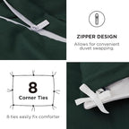 Bedsure Duvet Cover Queen Size with Fitted Sheet - 4 Pieces Prewashed Cotton-Like Polyester Extra Soft Bedding Set, Includes 1 Duvet Cover 90x90 Inches, 2 Pillow Shams, 1 Fitted Sheet, Forest Green