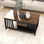 ChooChoo Farmhouse Coffee Table, Black Living Room Table with Shelf, 40 Inch